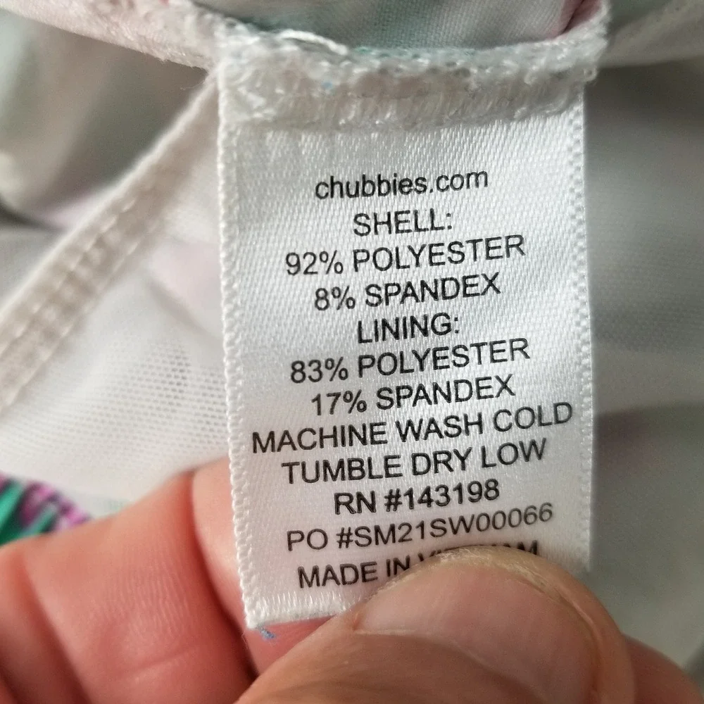 Chubbies Swim Trunks Mens Medium Teal Tribal Print 7